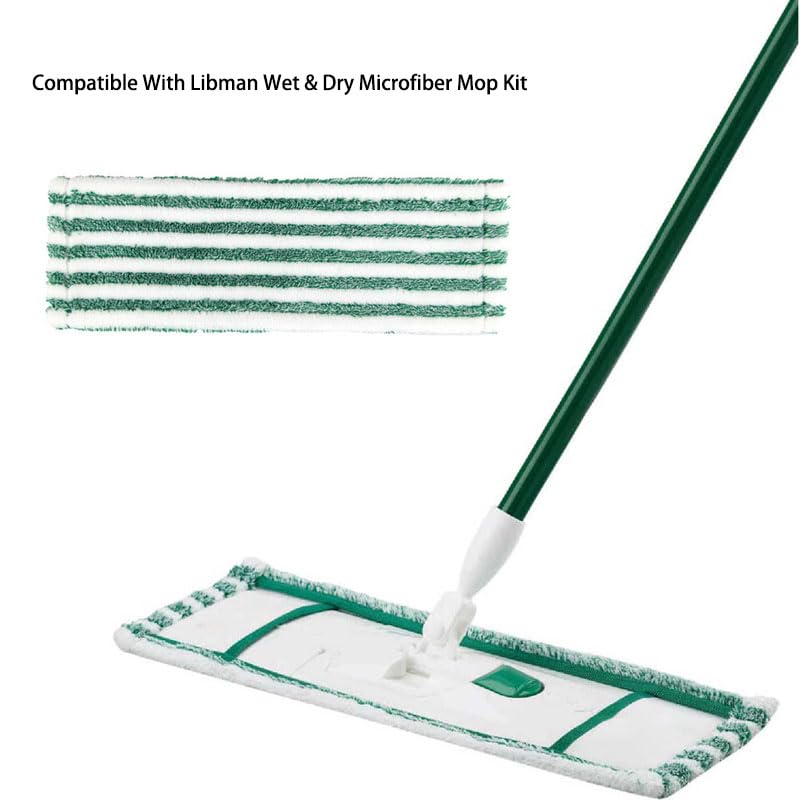 Rinakou 2 Pack Replacent Mop Refills Compatible with Libman Wet & Dry Microfiber Mop Reusable Washable Microfiber Cloth Mop Head Pads for Wet and Dry Use (Set of 2) - Image 3